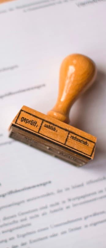Close-up of an official German recognition stamp